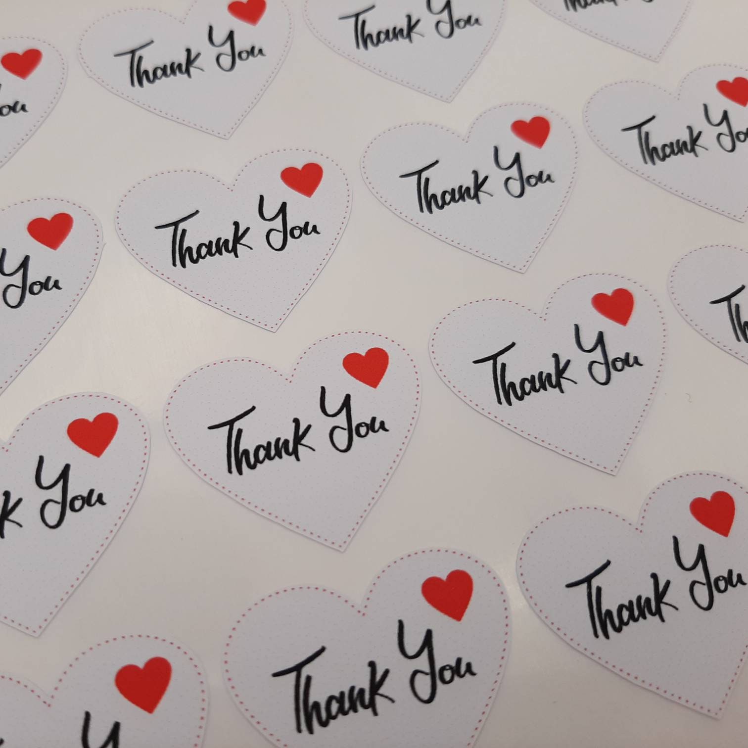 Thank you heart shaped vinyl stickers handmade | Etsy