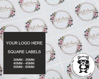 Custom personalised business logo SQUARE rectangle, square stickers or custom writing. Business labels, Postage labels, Order stickers