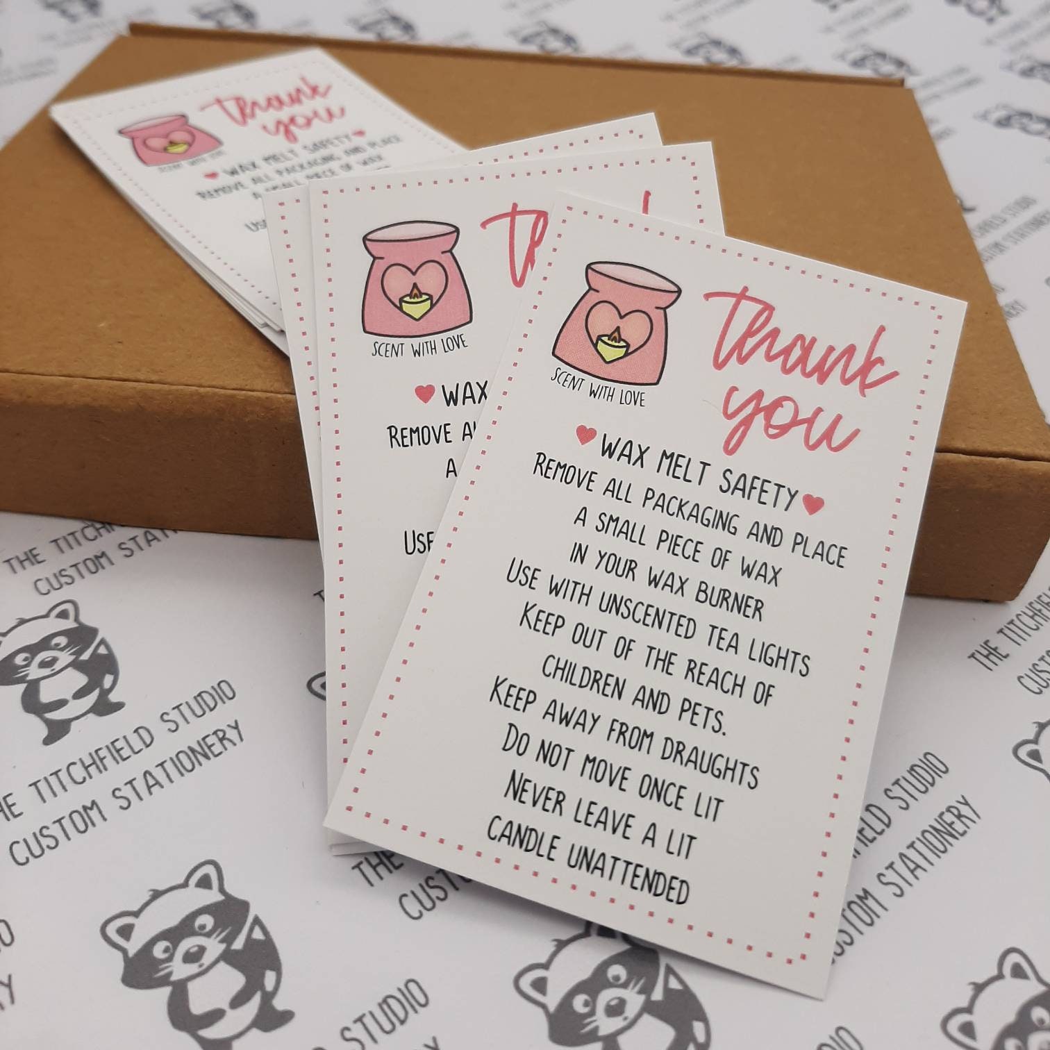 Wax Melt Safety Cards Wax Melt Burner Business Cards Thank Etsy UK