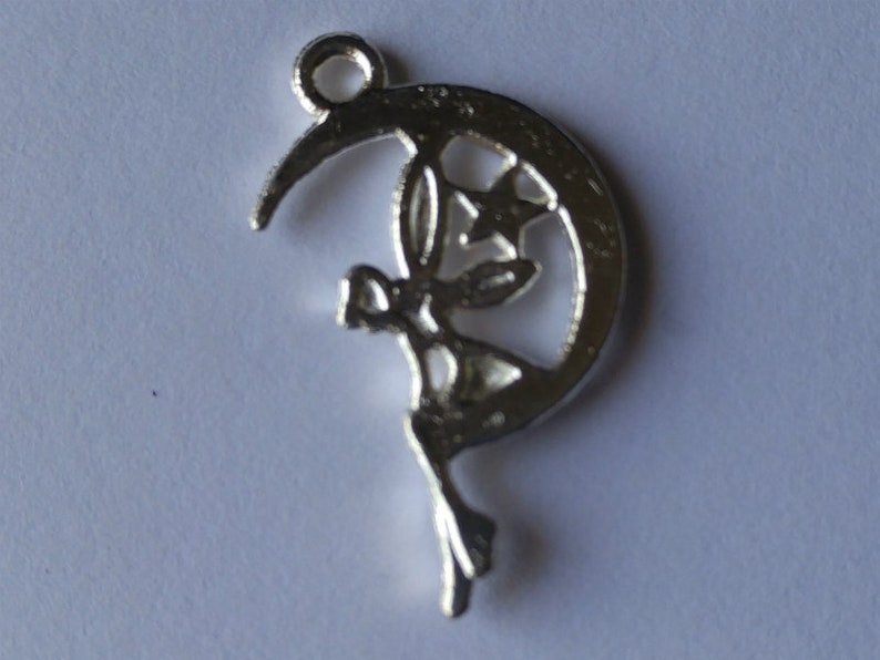 Jewelry Angel Moon Star Jump ring Fairy Pendants 1 Silver Plated Moon Fairy Charm