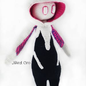 SpiderGwen superhero crochet doll, 13 inches, merino wool, doll art