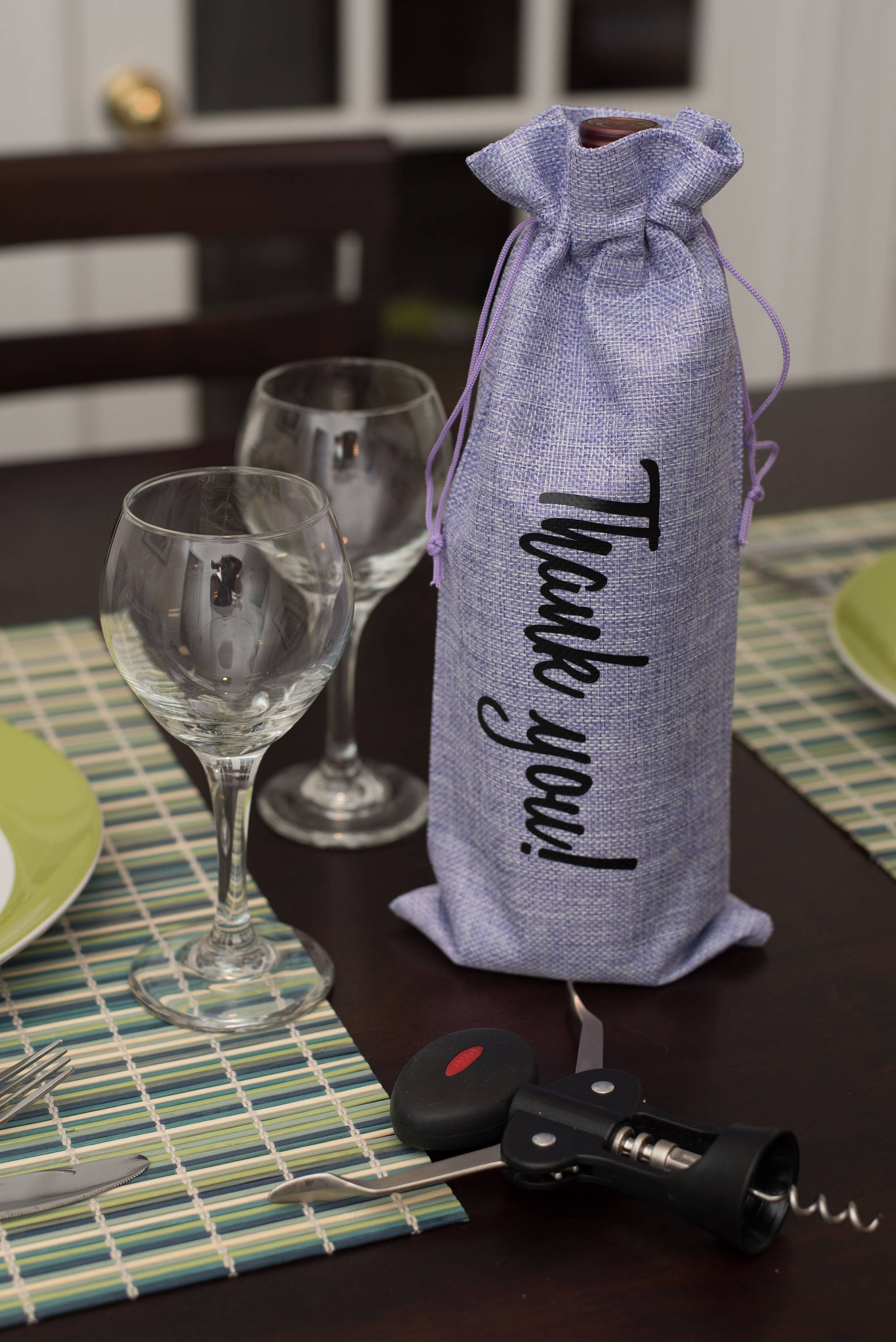 Thank You Wine Gift Bag Reusable Wine Tote Wedding Favor Etsy