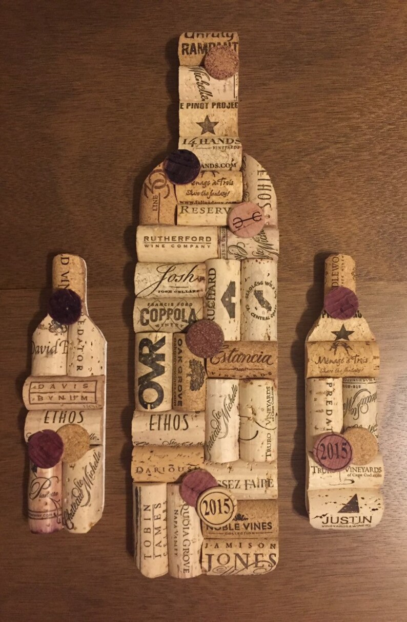 Wine Bottle Upcycled Cork Wall Art Upcycled Home Decor Etsy