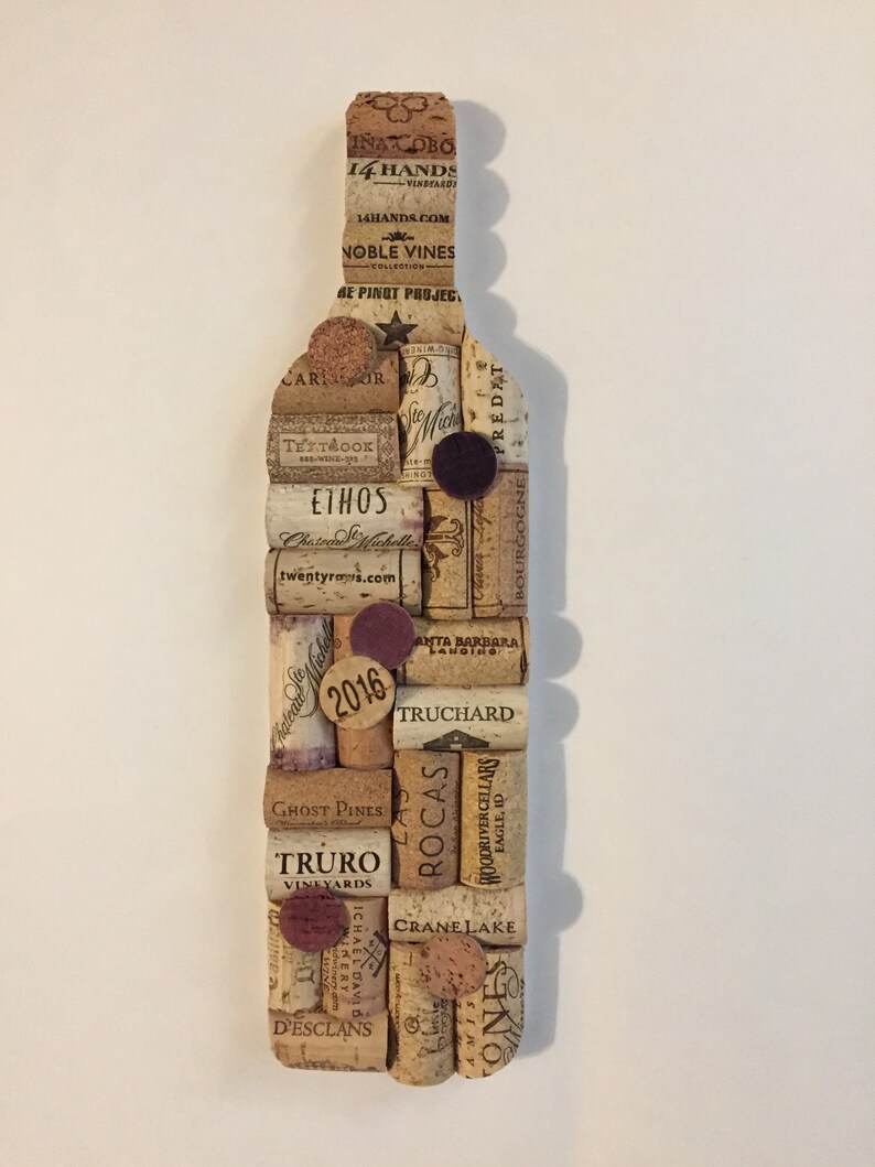 Wine Bottle Upcycled Cork Wall Art Upcycled Home Decor Etsy