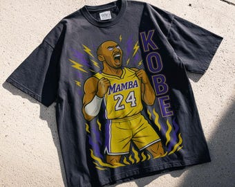 Kobe Bryant 24 Grafik-T-Shirt, Mamba übergroßes Streetwear-Tributfan-T-Stück, Vintage NBA-Ästhetik