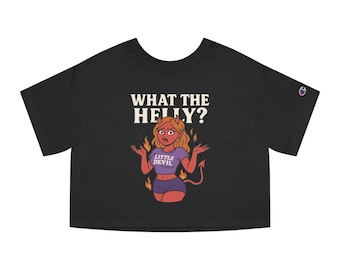 Crop Top Shirt, Teufelin was zum Helly Crop, teuflisches Damen T-Shirt, kantiges kurz geschnittenes T-Shirt, grafisches T-Shirt für sie, Halloween-Shirt
