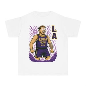 Anime Comic Style Luka Doncic LA Lakers Youth Midweight Tee, Basketball Fan Gift, Sports Graphic Shirt, Kids Apparel, Teen Clothing