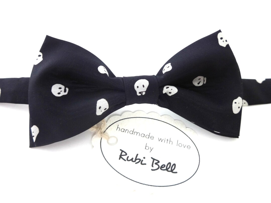 Bow Tie Black Bow Tie With Skeleton Heads Man Bow Tie Men Bow Tie Gifts