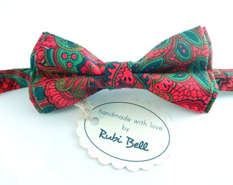 Bow Tie - red bow tie - wedding bow tie - multicolored pattern - man bow tie - men bow tie - winter bow tie - Christmas bow tie
