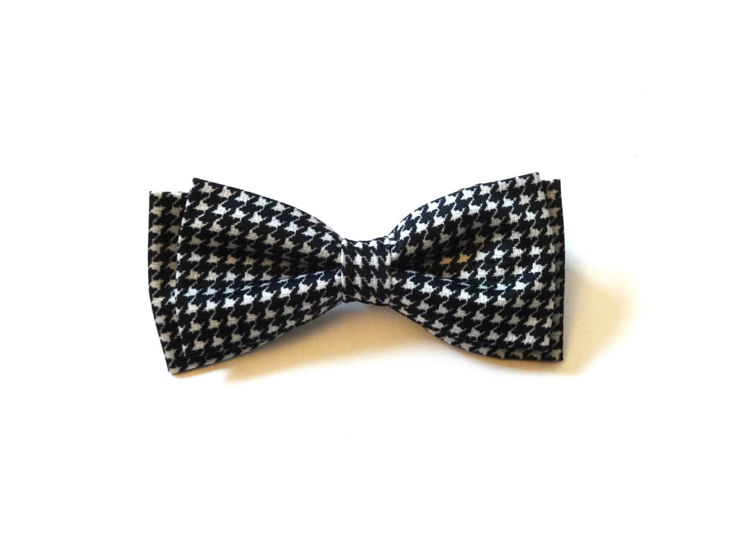 Black and White Bow Tie With Houndstooth Pattern, Man Bow Tie, Mens Bow