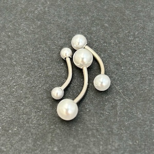 2 STÜCK - 16g - Chirurgenstahl -Vertikal Lip Augenbrauen Piercing - Außengefädelt - Faux Perle Piercing