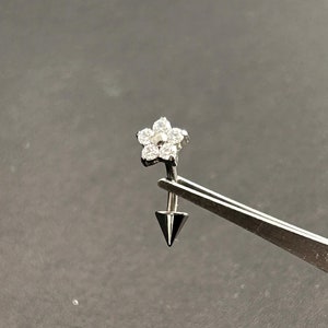 1 PC-16g Implant Grade Titanium - Flower Spike Vertical Lip Ring - Internally Threaded - Rook Vertical