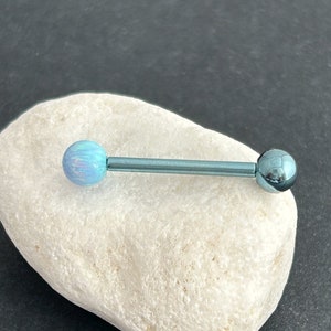 14g ‣ Anodized Titanium Tongue Barbell • Internally Threaded • Anodized 4
