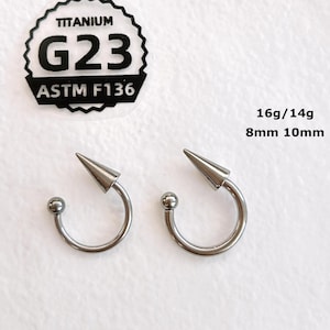 1 PC-16g 14g  ‣ASTM F136 Titanium • Spike Horseshoe • Internally Threaded Horseshoe • Spike Horseshoe Lip