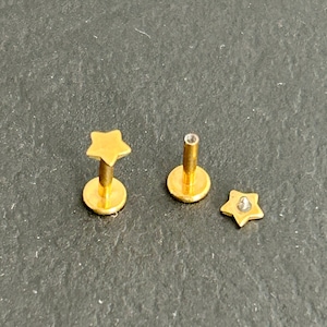 1 pc- 18g 16g - Implant Grade Titanium- Internally Threaded - Cartilage Stud Earring