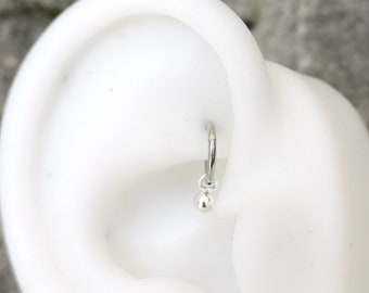 Implant Grand Titanium - 20g 18g 16g Clicker - TINY Sterling Silver Charm - Rook Hoop With Charm - Lobe Cartilage Helix