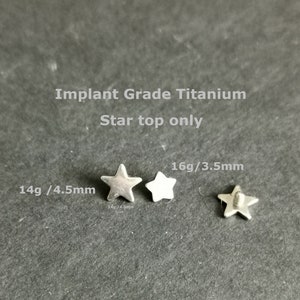 1 PC -Star Top Only  ‣  16g 14g Verified Titanium • Star Top  Replacements • Internally threaded • Hypoallergenic Piercing
