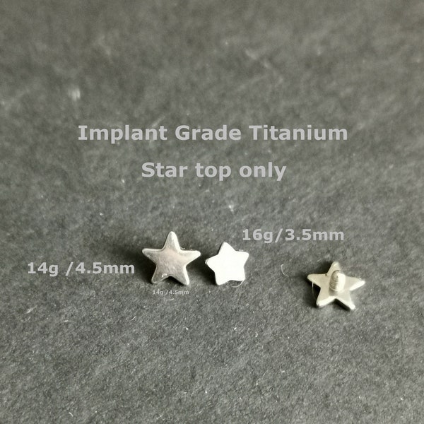 1 pc 16g 14g  Implant Grade Titanium Star Top Only  Replacements - Internally threaded