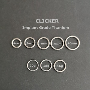 1 PC -20g 18g 16g Clicker - Implant Grade Titaniuml - Rook Hoop  - Lobe Cartilage Helix