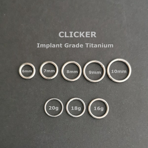 20g 18g 16g Clicker - Implant Grade Titaniuml - Rook Hoop  - Lobe Cartilage Helix