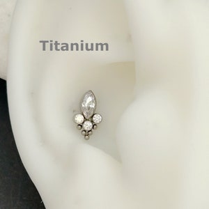 18 g 16 g Implant en titane massif • Goujon conique CZ à filetage interne • Goujon Conch Helix Tragus • 38