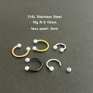 1 PC-16g 361L Stainless Steel - Septum Horseshoe - Nose Horseshoe - Cartilage -Daith Horseshoe