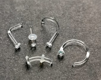 1 pièce -20 18 16 14 Gauge - Nez et oreilles sourcils en verre - Clou de fixation en verre transparent