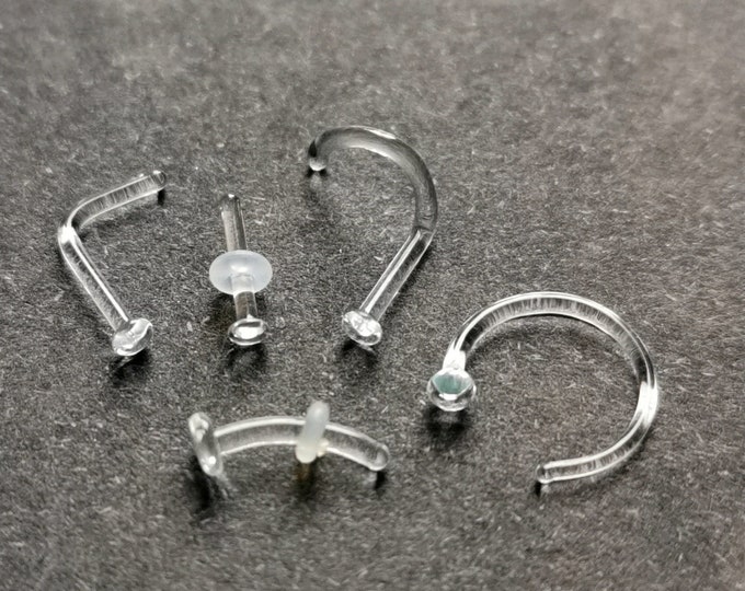 16G Bioflex Retainer, Clear Flexible Piercing Retainer, Daith Earring, Rook Earring, Vertical