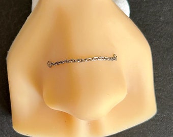 Hypoallergenic Titanium Chain Nose Ring - Silver Nose Chain