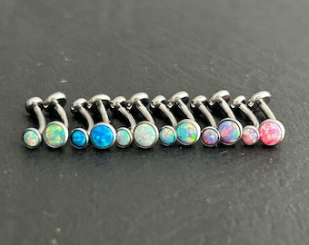 1 PC ‣ 18g 16g • Implant Grade Titanium • Curved Barbell Eyebrow • Opal Vertical Barbell
