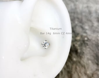 Implant Grade Titanium Crystal Labret Stud - Internally Threaded 14g/16g/18g