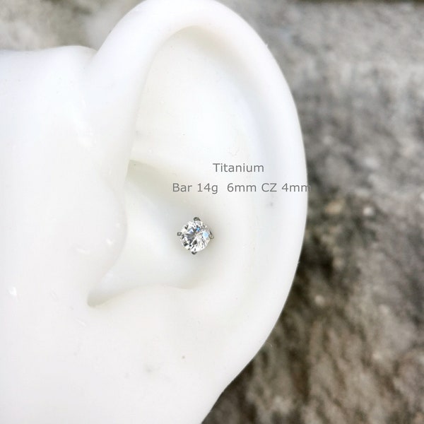 18g 16g 14g ‣ Implant Grade Titanium • Crystal Labret Stud • Internally Threaded Labret Stud  • Conch Stud