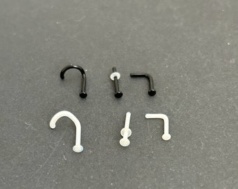 18g ‣ Clear Glass Nose Studs