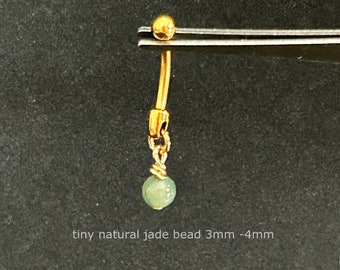 1 pc ‣  16g • Implant Grade Titanium  • Curved Barbell with Charm • Jade Bead Vertical Barbell