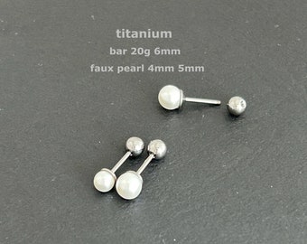 1pc -20g 6mm- Implant Grade Titanium -Cartilage Stud Earring - Faux Pearl Earring -27