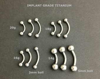 2 pcs - 20g 18g 16  14g -Implant Grade Titanium Minimalist Belly Ring