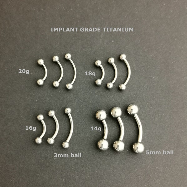 2 pcs - 20g 18g 16  14g -Implant Grade Titanium Minimalist Belly Ring