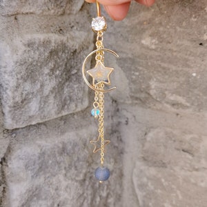 316L Surgical Steel -  Long Gold Star Belly Ring