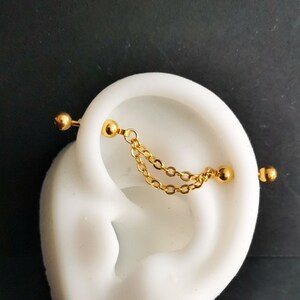 2 Pcs - 16g 14g - 316L Surgical Steel Barbells with Chain - Externally Threaded - Sold As A Pair