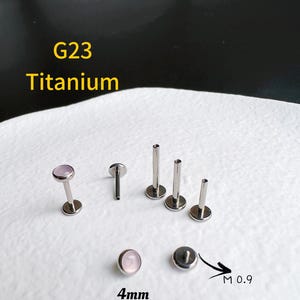 NOUVEAU ‣18 g 16 g Titane vérifié • Clou labret en quartz rose • Clou labret à filetage interne • Clou hélicoïdal • Piercing hypoallergénique
