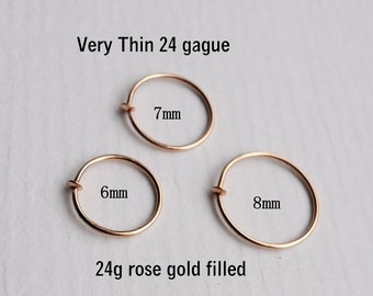 24g Very Thin Rose Gold Filled Nose Ring