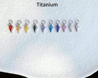 1 pc -Kite Cut CZ Charm - ASTM F136 Implant Grade Titanium - Add On Charm-ABJT