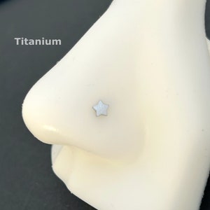20g 18g 16g ‣ Implant Grade Titanium ‣  Star Push In Cartilage Tragus Stud Earring • Star Nose Stud