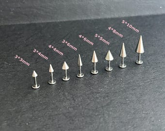 1 PC 18g 16g Bar 6  8mm - Implant Grade Titanium - Spike Labret Earring