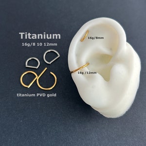 NEW *18g 16g  - Implant Grade Titanium - D Ring - Septum Clicker Conch Helix