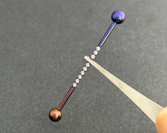 READY TO SHIP ‣  14g 36mm Long ‣ Anodized Titanium Industrial Barbell • EXternally Threaded  • 05