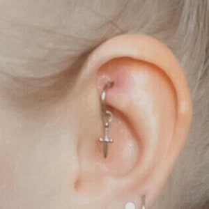 ALL Titanium - 20g 18g 16g Clicker - TINY Charm - Rook Hoop With Charm - Lobe Cartilage Helix