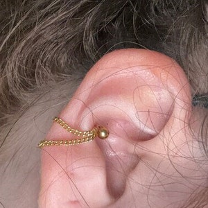 1 pc -16g Stainless Steel -  Gold  Conch  Barbell with Chain