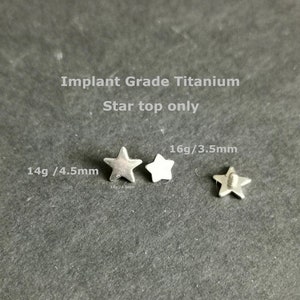 1 PC-Star Top Only ‣ 16g 14g Verified Titanium • Star Top Replacements • Internally threaded • Hypoallergenic Piercing