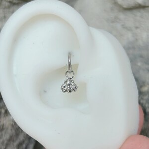 1 PC-ALL Titanium - 20g 18g 16g Clicker - TINY Charm - Rook Hoop With Charm - Lobe Cartilage Helix